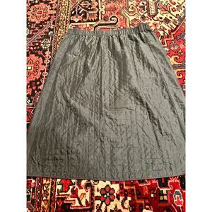Eileen Fisher 100% Silk Quilted Midi Skirt Size XL Gray